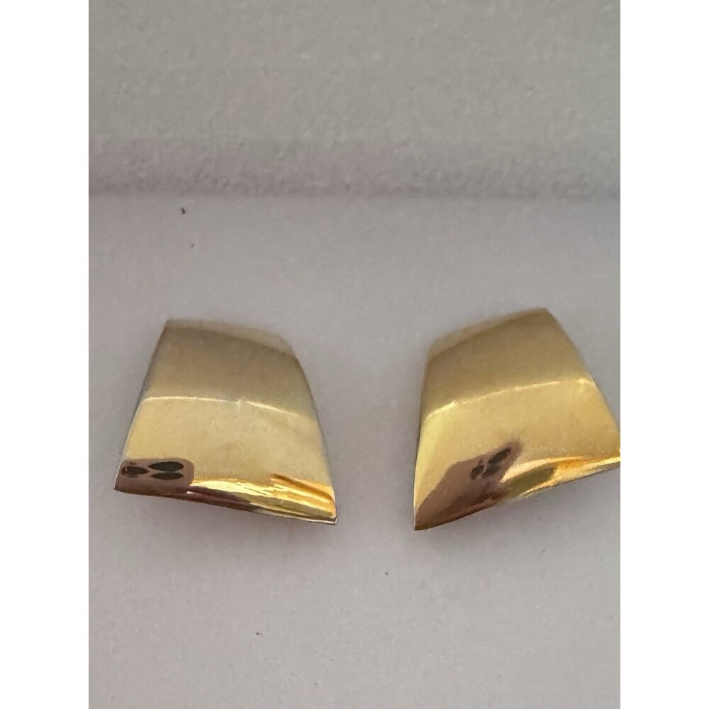 Vintage Brushed Gold Angular Wedge Clip On Earrings Fashion Jewelry